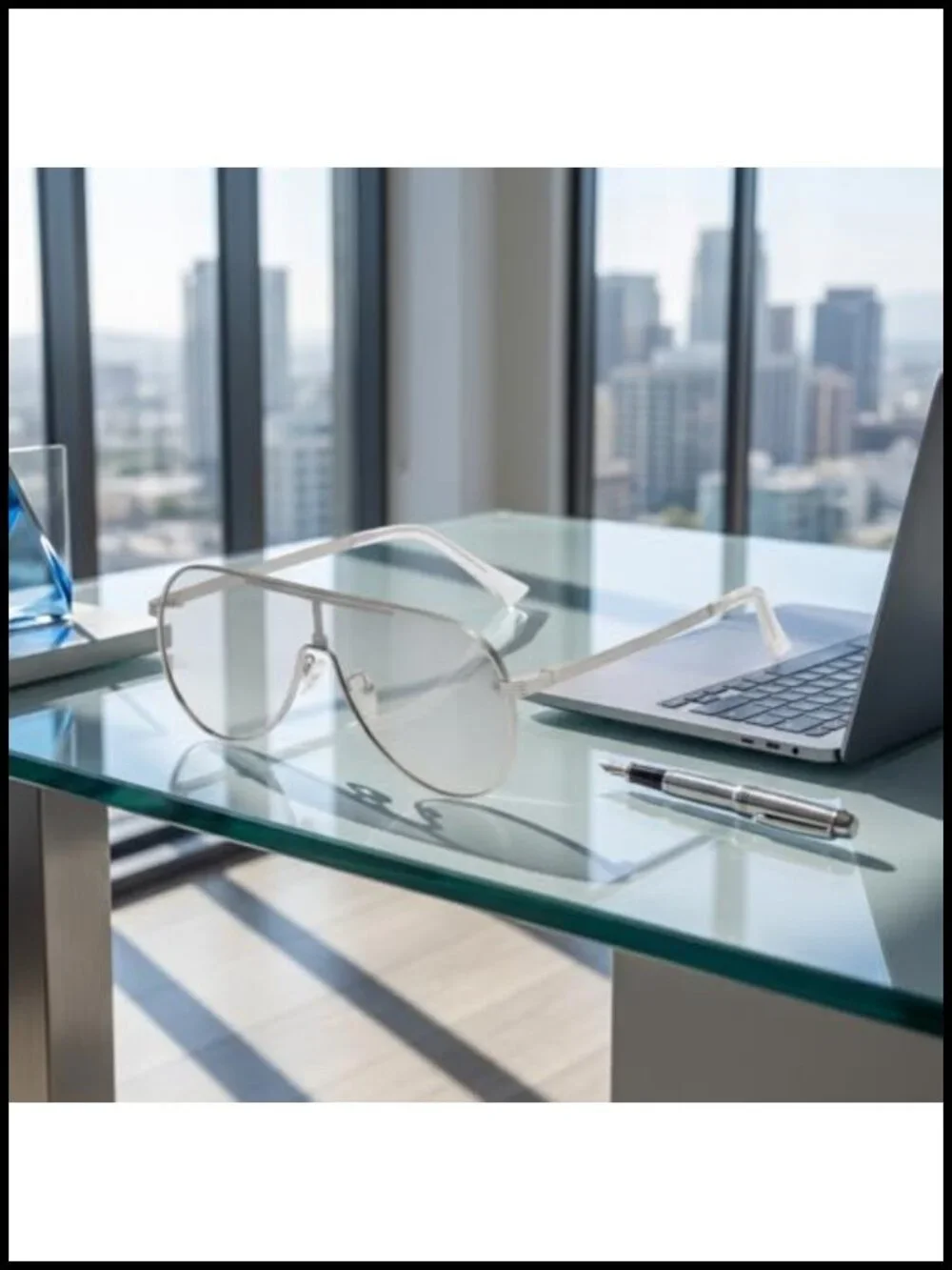 Connected Pilot Sunglasses with Double Bridge, UV400 Protection, Stainless